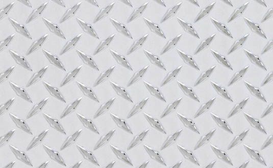 Diamond plate aluminum construction for a rugged look