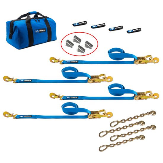 WLDN-AXLE-HSING-BRKT-PK-W-DIR-HK-CN-EXT Weld-On Axle Housing Bracket 2 Tie-Down Strap Pack with Direct Hook Ends Chain Extensions
